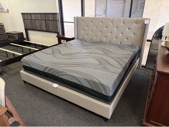 King bed frame and 14 inch gel memory foam mattress