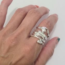 925 sterling silver unisex  band cuff ring Adjustable size Gift