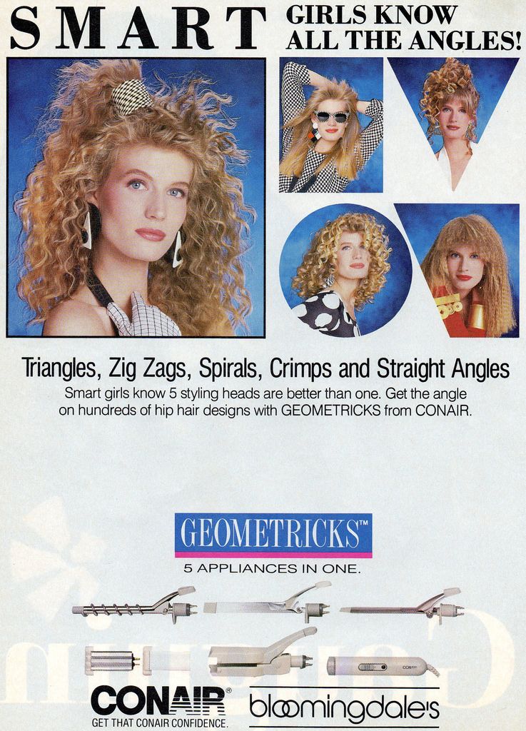 VINTAGE Conair GEOMETRICKS Curling Iron, Triangle, Crimp, Spiral Hair Set