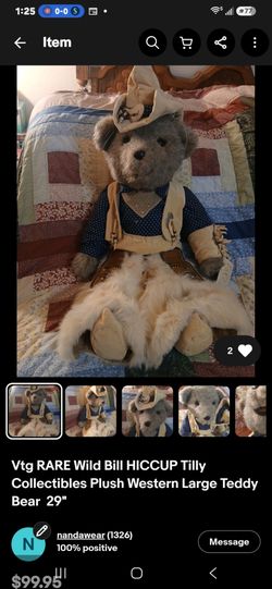 Teddy Bear Tilly Collectibles 29" Wild Bill Hiccup Bear