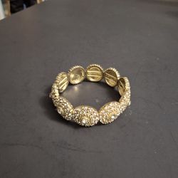 Goldtone Clear Rhinestone Sparkly Event & Holiday Stretch Bling Bracelet