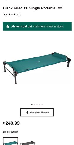 Disc-O-Bed XL Single Portable Cot