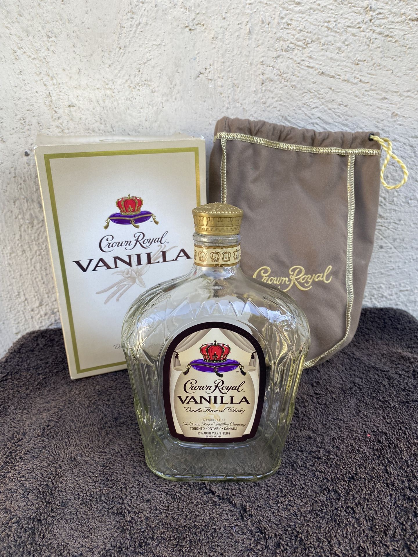 Crown Royal Vanilla Empty Bottle With Bag & Box .