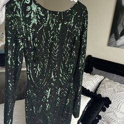 Windsor Black And Green Sequin Dress (Medium)