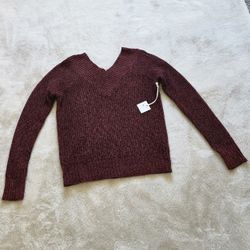Poof Apparel V-Neck Knitted Sweater