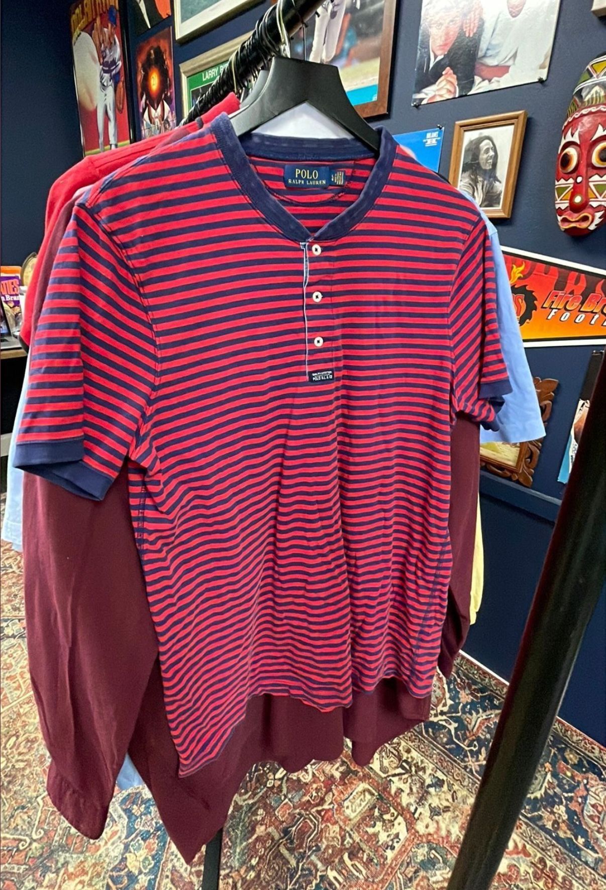 (M/L)20x28 Navy & Red Striped T-Shirt