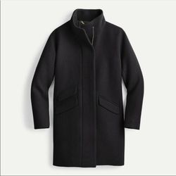 J.Crew Cocoon Coat in Italian Stadium-Cloth Wool – Black – Excellent Condition