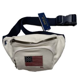 Polo Ralph Lauren Canvas Waist Bag - Estate Cream - Flag USA RL - Fanny Pack