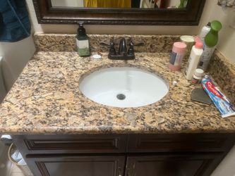 Bathroom granite countertop with sink