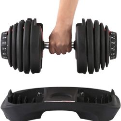 Adjustable Dumbbell, 5-105Lbs Weight Options, Anti-Slip Handle, All-Purpose, Home, Gym, Office（Single 52.5Lbs)