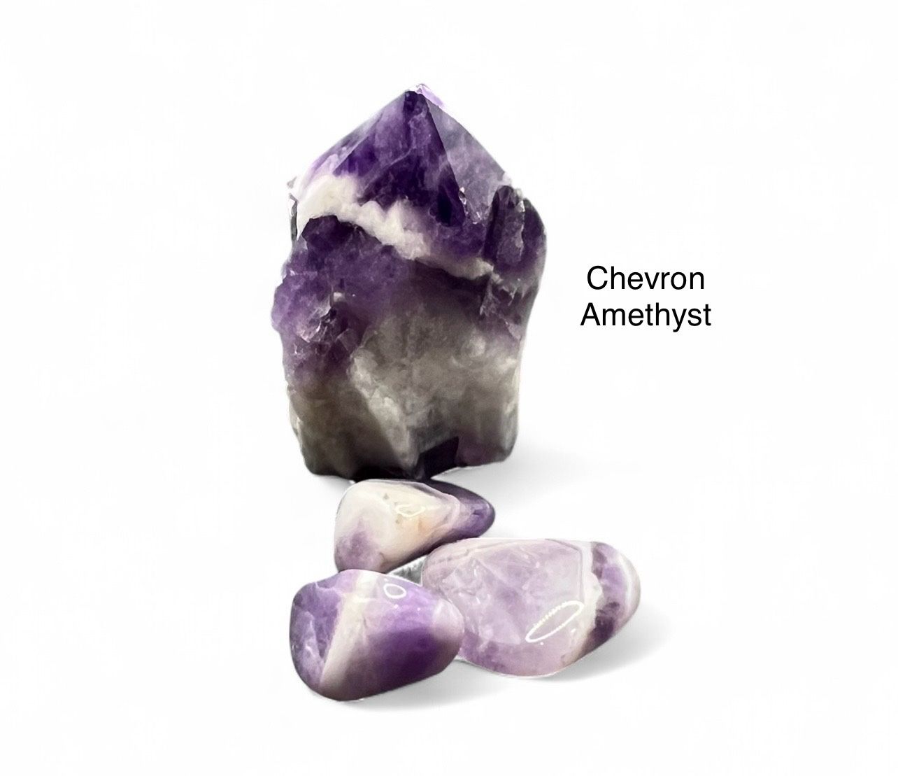 Amethyst Chevron Point & Stones Set from Brazil 4pcs 68g Total