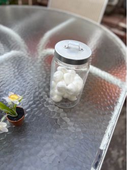 Glass jar.