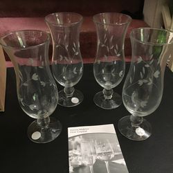 Princess House, Hurricane Glassware, Princess Moderna”, Set of 4, 16Oz.