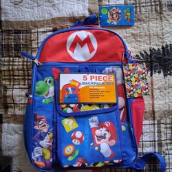 Super Mario Backpack 5 Piece Backpack 