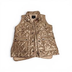 Talbots Metallic Gold Quilted Puffer Vest