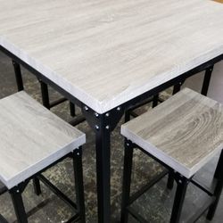 Grey Square Table With 4 Stools