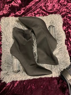 Clear heel black booties. Forever 21