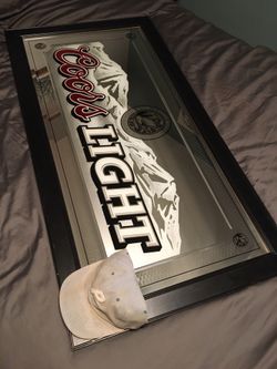 Coors Light Mirror Sign Framed Beveled Edge Rocky Mountains 4ftX2ft