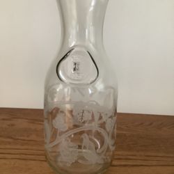 Vintage Etched Glass Wine Carafe