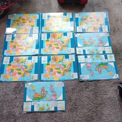 Lot of 10 United States USA - Political Desk Map 13x18" Laminated two side map