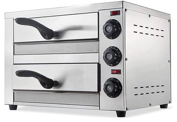 Commercial Pizza Oven Countertop, 16 INES Electric Pizza Oven Double Layer Commercial Pizza Oven with Timer Independent Temperature Regulation