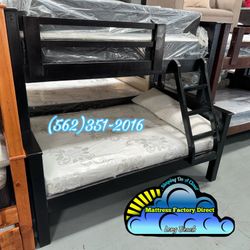 Twin Full Bunk Bed Black Litera Con Colchones New