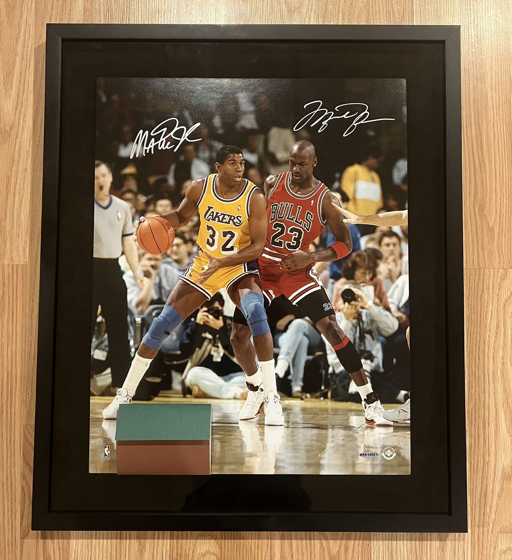 Michael Jordan & Magic Johnson Signed "32-23" 16x20 Photo Framed UDA COA