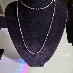 Stainless Steel Gold Tone Bead Chain Necklace 20–24” NEW