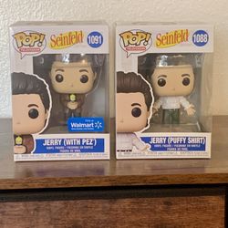 Funko Pop! Seinfeld Lot of 2 Jerry With PEZ Walmart Exclusive and Puffy Shirt 