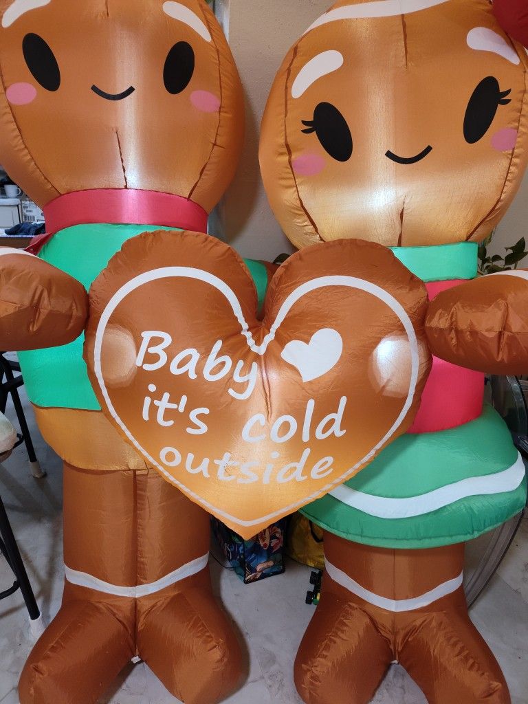 Gingerbread Christmas Blow Up With Lights