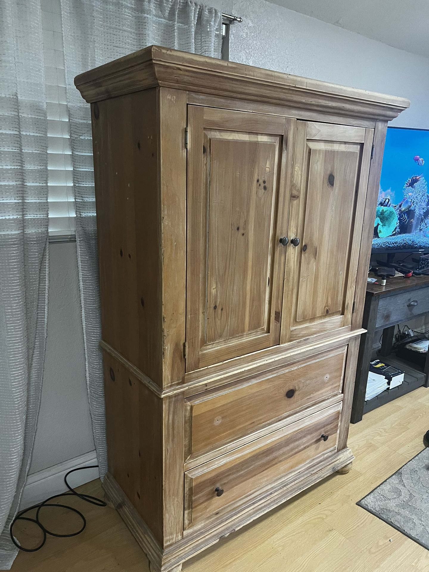 Solid Wood Armoire Wardrobe Good Used Sturdy