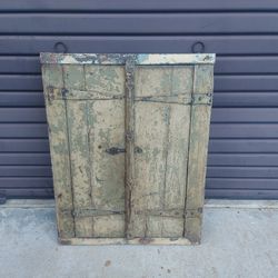 Old Country Mirror with Shutters  - Primitive Rustic European Style.