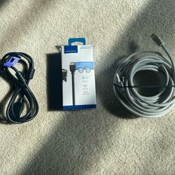 Ethernet Extension + HDMI + DisplayPort Cords – All Like New – $20 Bundle 