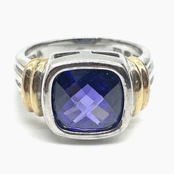 Sterling Two Tone Purple Stone Ring 6
