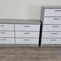 NEW GRAY&WHITE DRESSER And CHEST.  2 PIECES.  Set Also Sold Separately 