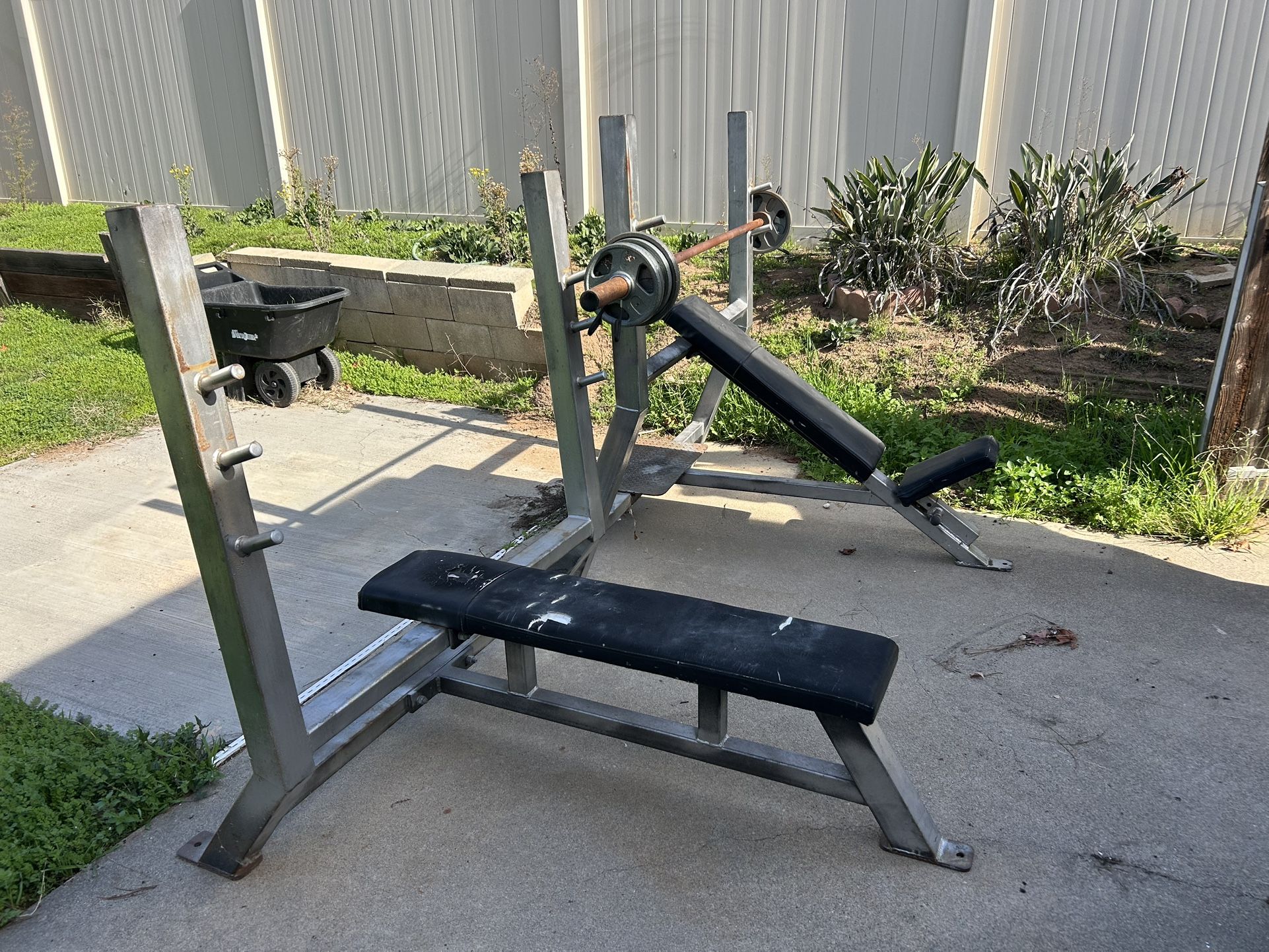 Incline and Flat Bench Presses + Barbell and Assorted Weights