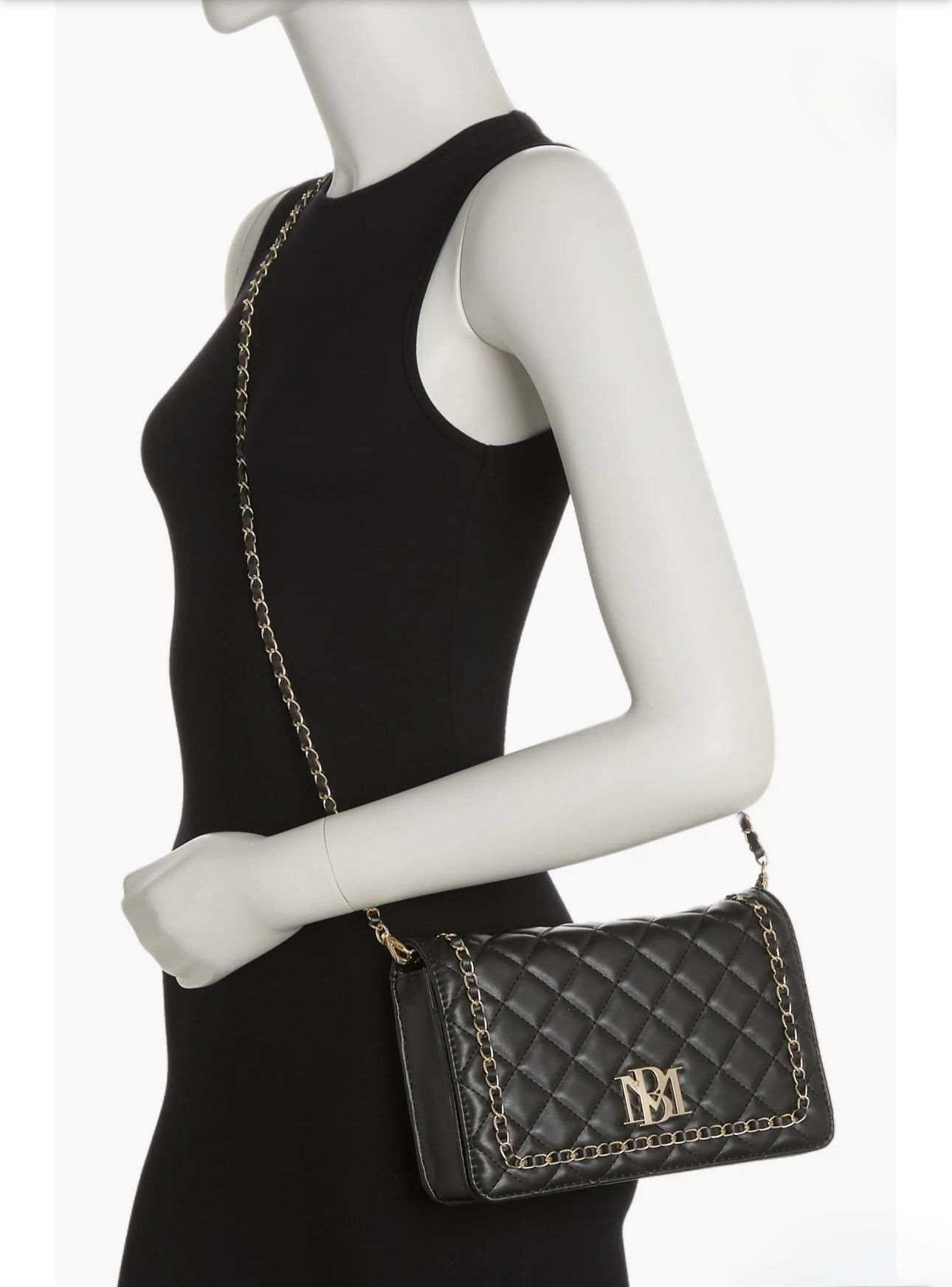 NWT BADGLEY MISCHKA Big Diamond Quilting Crossbody w/Braided Chain on Cover