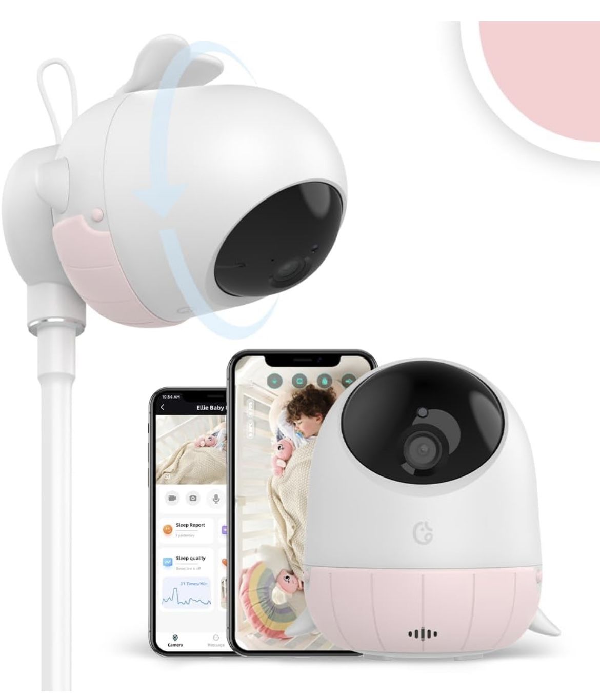 New in box Advanced Baby Monitor with 2K Ultra HD Resolution,Sleep Tracking,Face Covered Alert,Lullaby Playback, Temperature Monitoring
