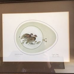 Larry K Martin Framed Matted Signed Numbered Artwork: Bobwhite Quail #512/1000