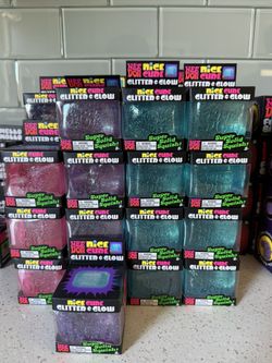 Glow Cube Needohs Nee Doh Glitter Pink Blue Purple 