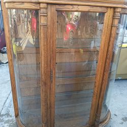Brown China Cabinet W/ 3 Glass Shelves For Sale (Used, Good Condition)