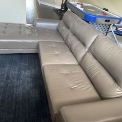 2 Piece Leather Sofa With Chaise 