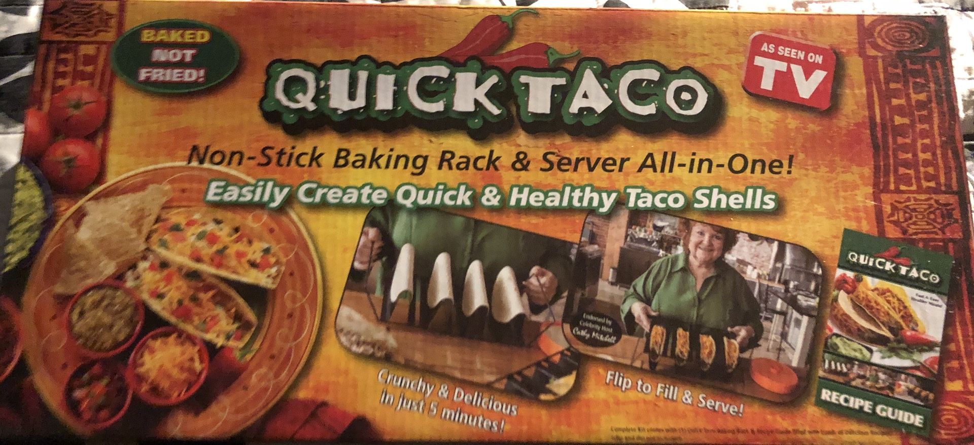 Quick Taco Baking Rack, Server, Recipe Book Assen on TV New in Box
