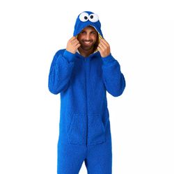 OppoSuits Sesame Street Cookie Monster One-Piece Pajamas Adult Onesie Large