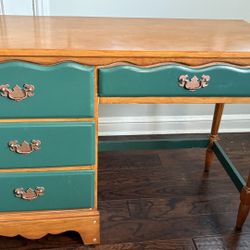 Restored Olive Green Wood Desk