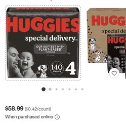 2 HUGGIES SPECIAL DELIVERY DISPOSABLE DIAPERS BOXES SIZE 4 COUNT 140 (BRAND NEW UNOPENED BOXES)  - $80