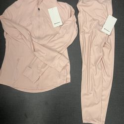 Lululemon Pink Define Jacket/Leggings Size 6 With Bag And Tags