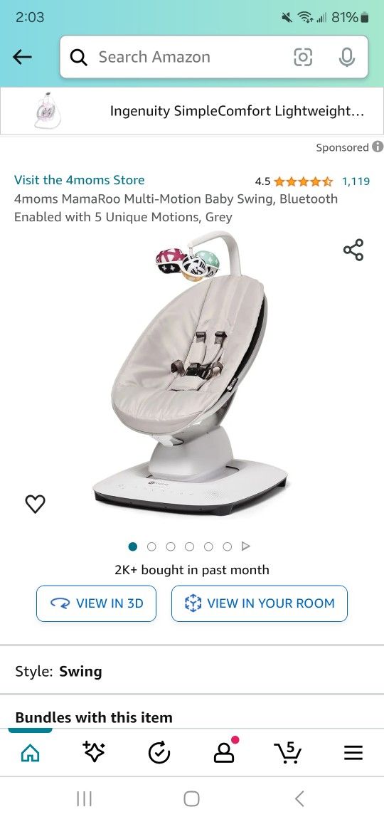 4moms Mamaroo Multimotion Baby Swing With Infant Insert