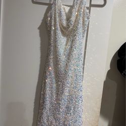 White Sequin Formal Dress – Prom / Quinceañera / Evening Gown