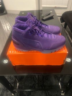 New Nike Mens LeBron 1 Air Zoom Generation Retro Los Angeles Lakers Purple Suede Fashion Basketball Shoes (Sneakers)